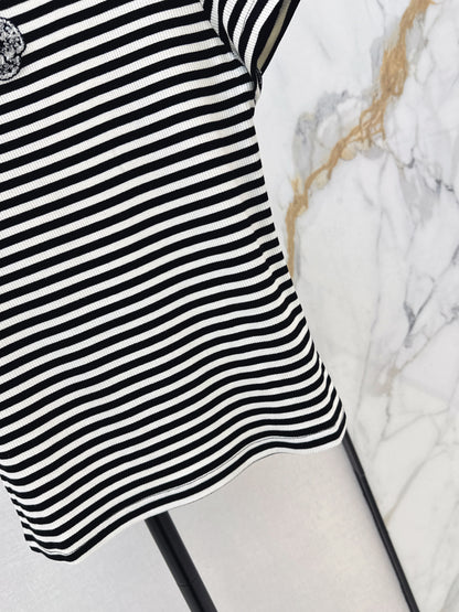 Chan NEW stripe beading t-shirt