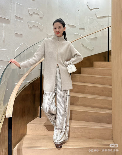 Max NEW print silk straight pants