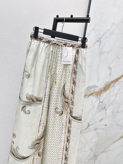 Max NEW print silk straight pants