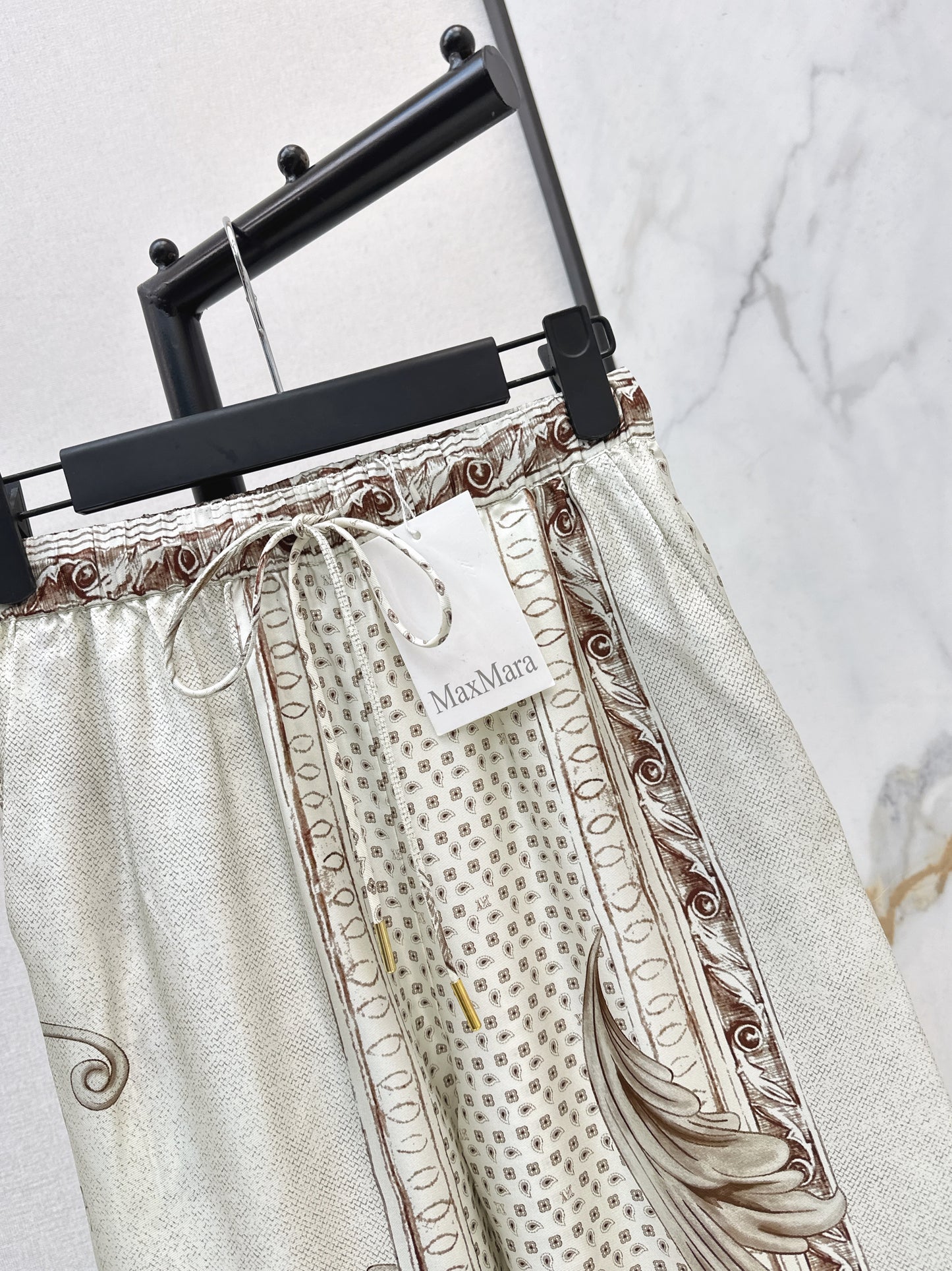 Max NEW print silk straight pants