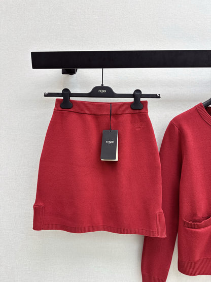 Fend NEW knitted cardigan skirt soutfit sets