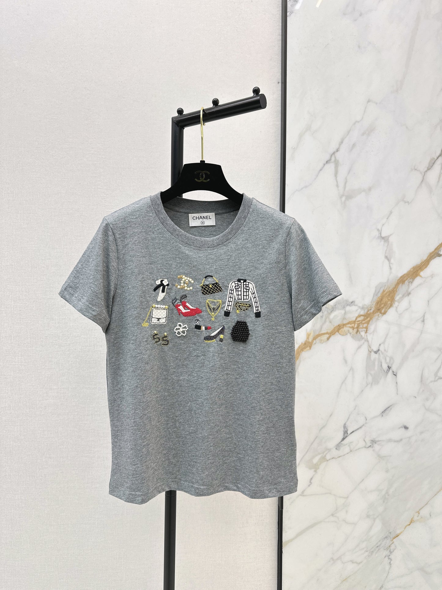 Chan NEW vintage embroidery beading t-shirt