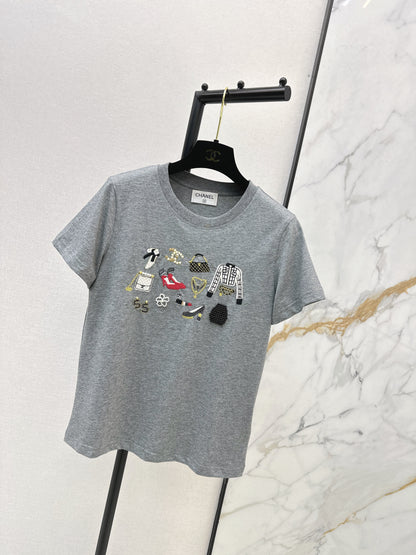 Chan NEW vintage embroidery beading t-shirt