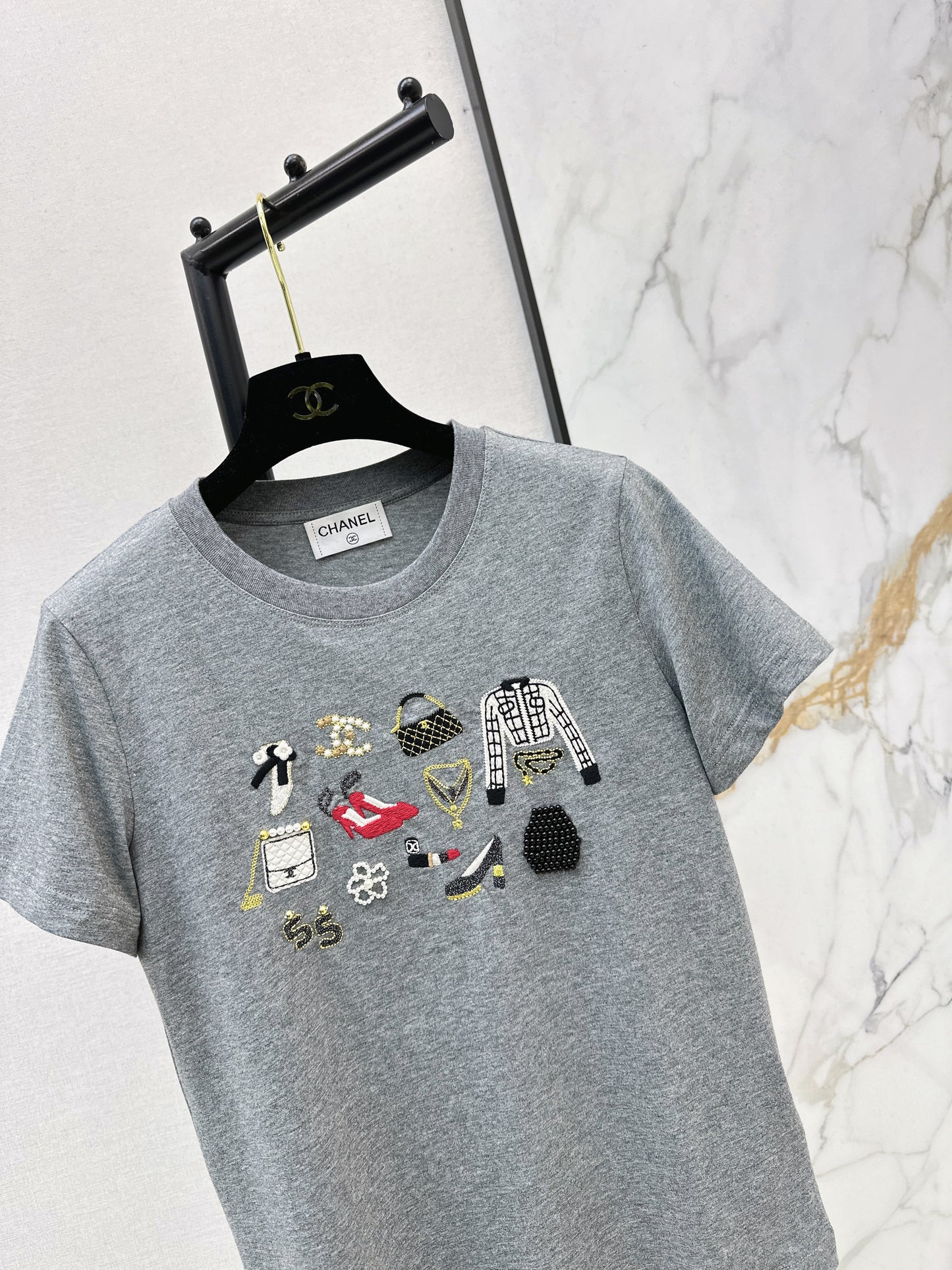 Chan NEW vintage embroidery beading t-shirt