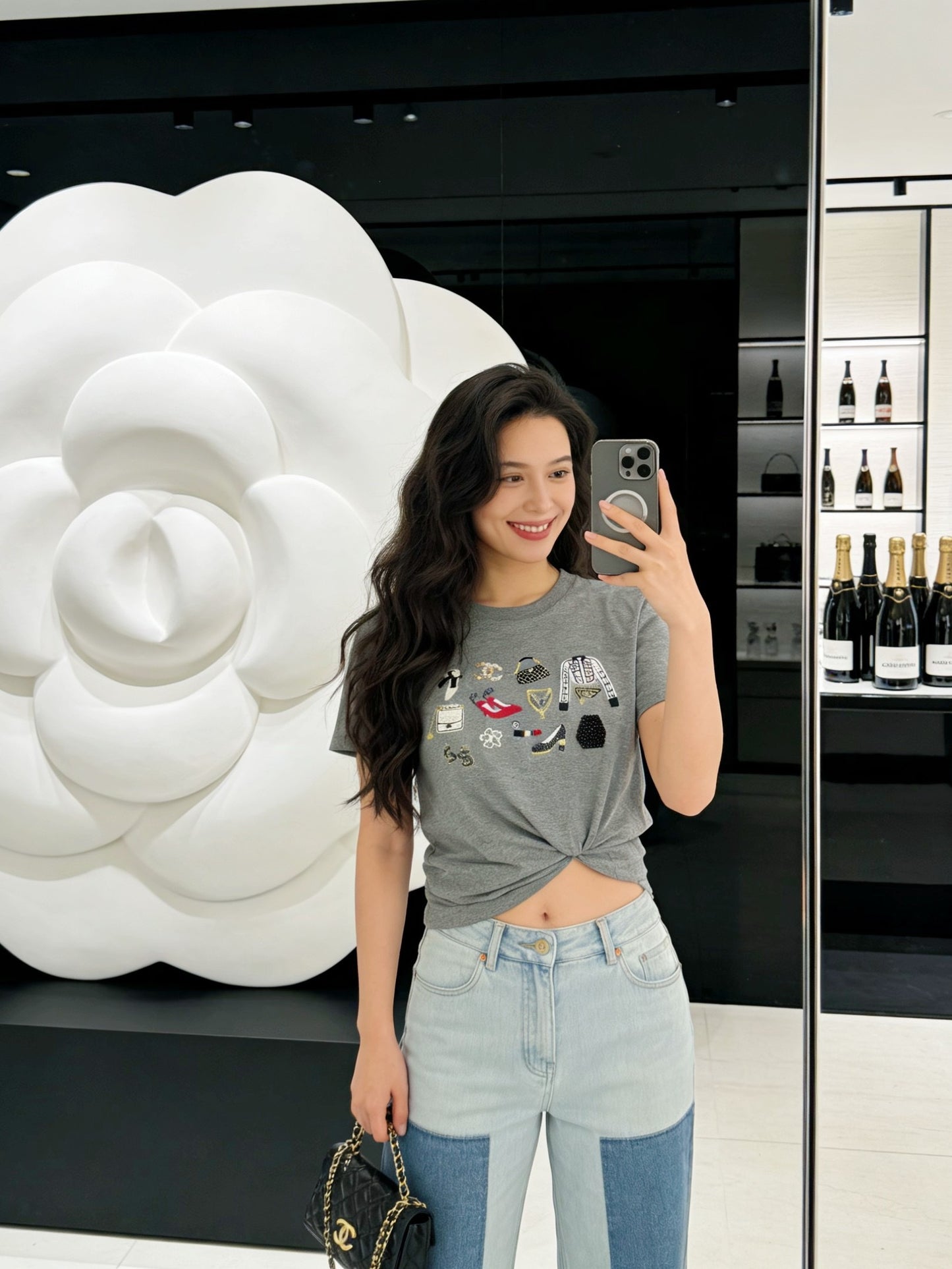 Chan NEW vintage embroidery beading t-shirt