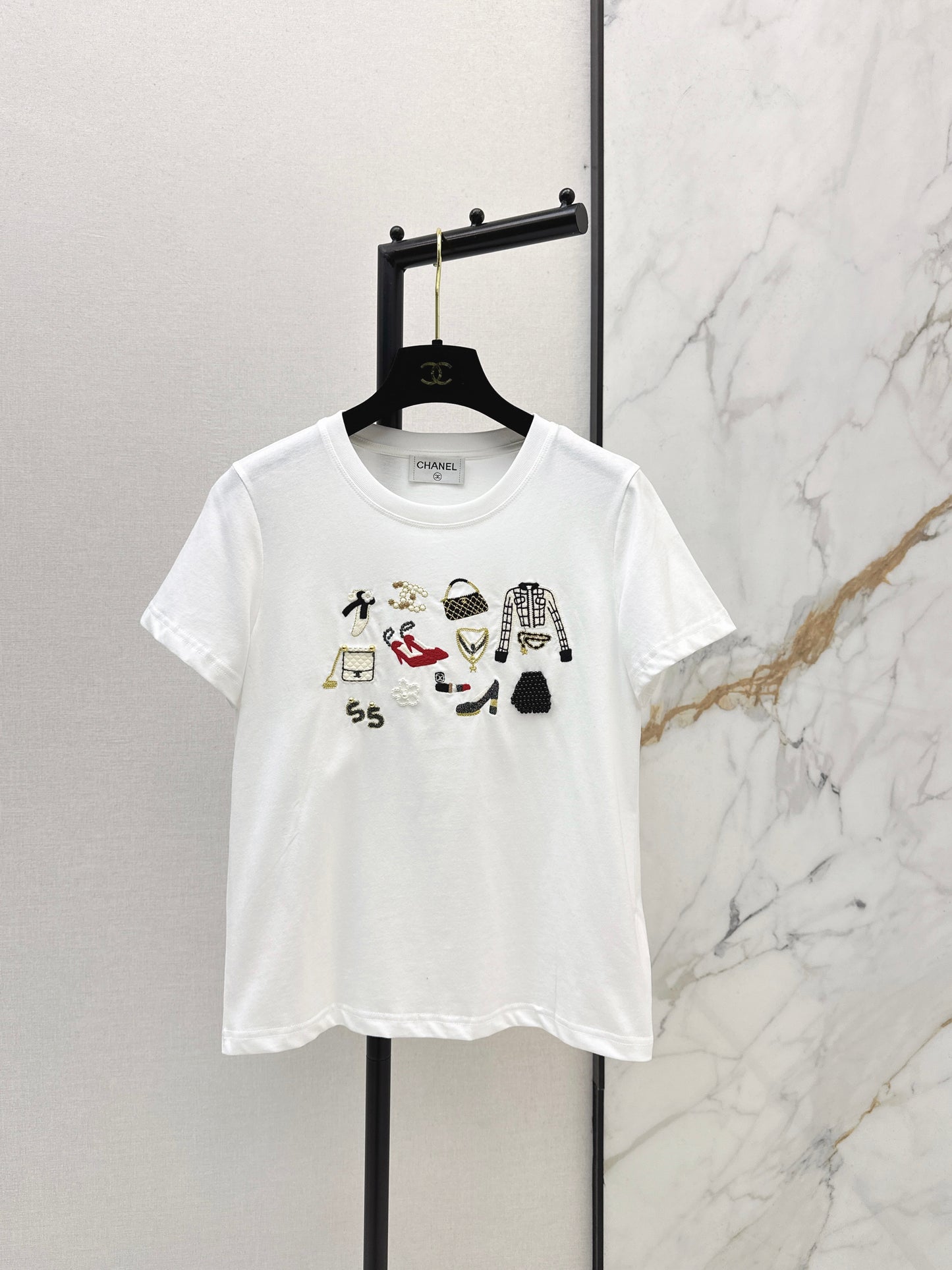 Chan NEW vintage embroidery beading t-shirt