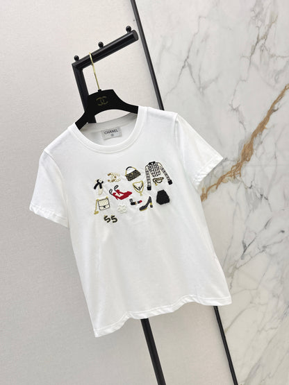 Chan NEW vintage embroidery beading t-shirt
