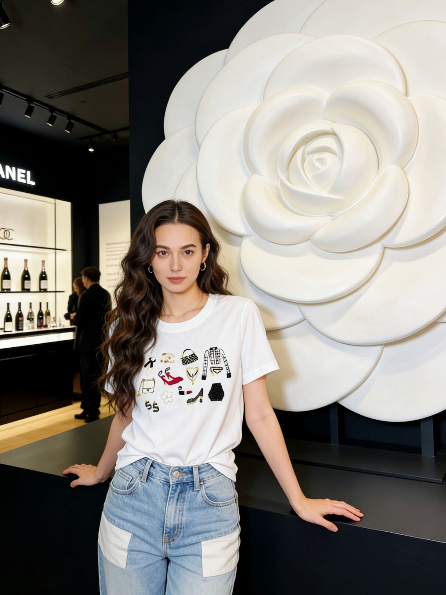 Chan NEW vintage embroidery beading t-shirt