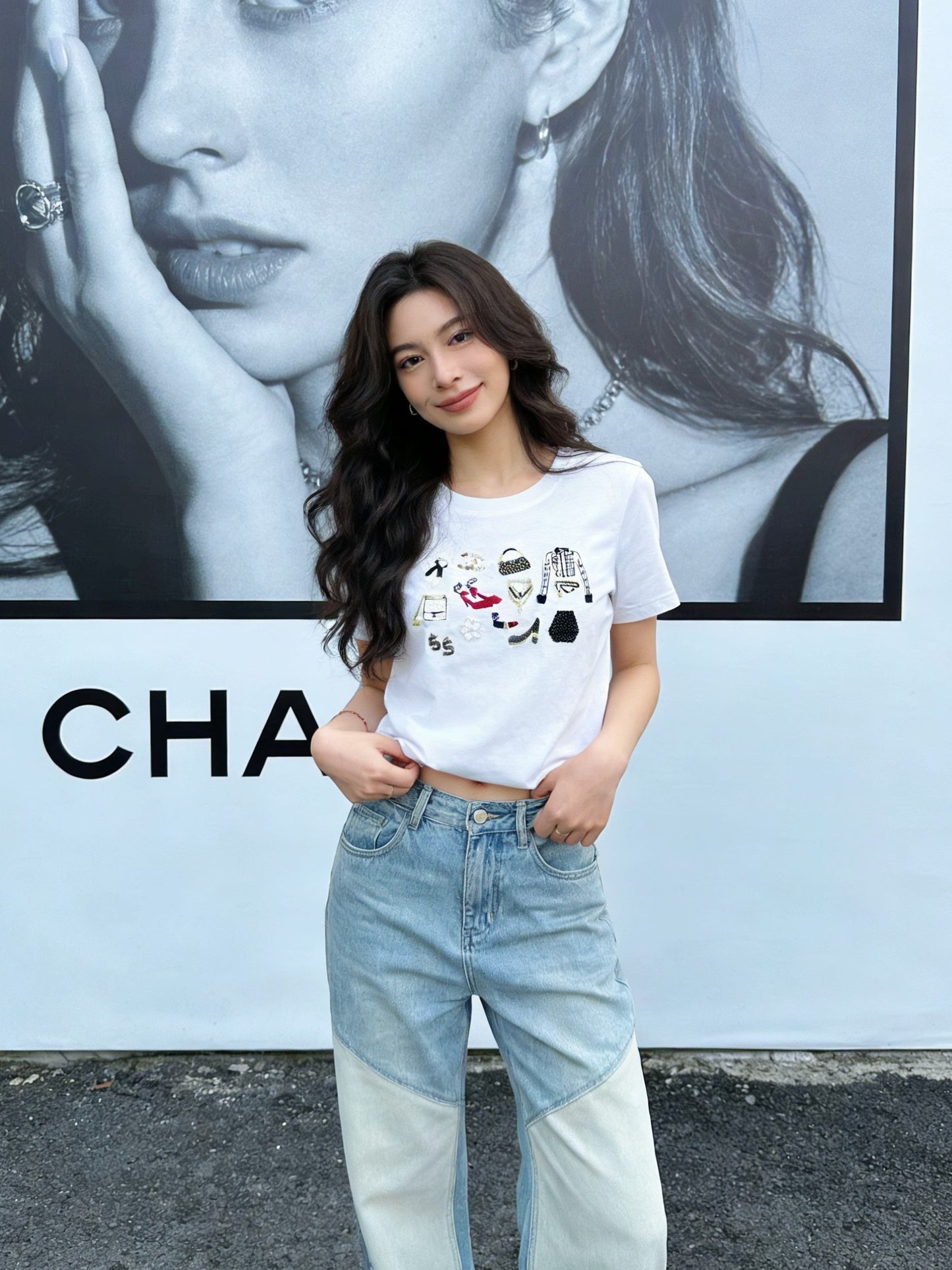 Chan NEW vintage embroidery beading t-shirt