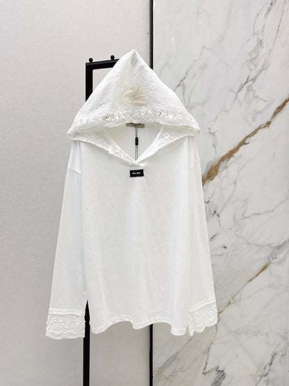 Miu NEW lace hooded shirts