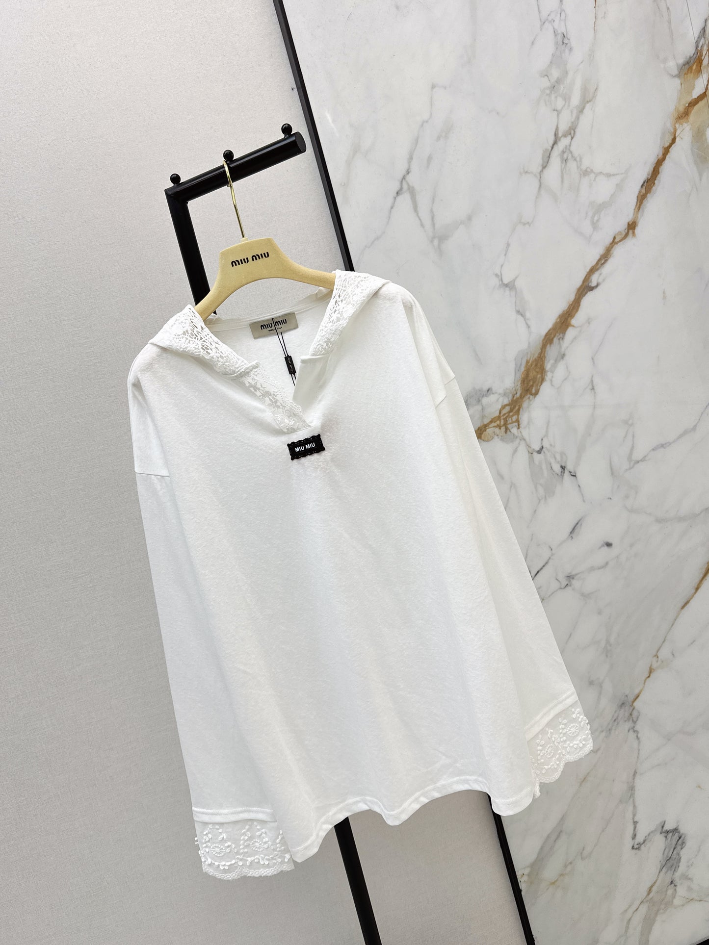 Miu NEW lace hooded shirts