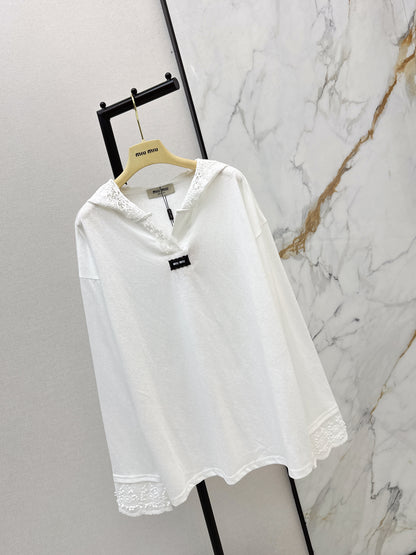 Miu NEW lace hooded shirts