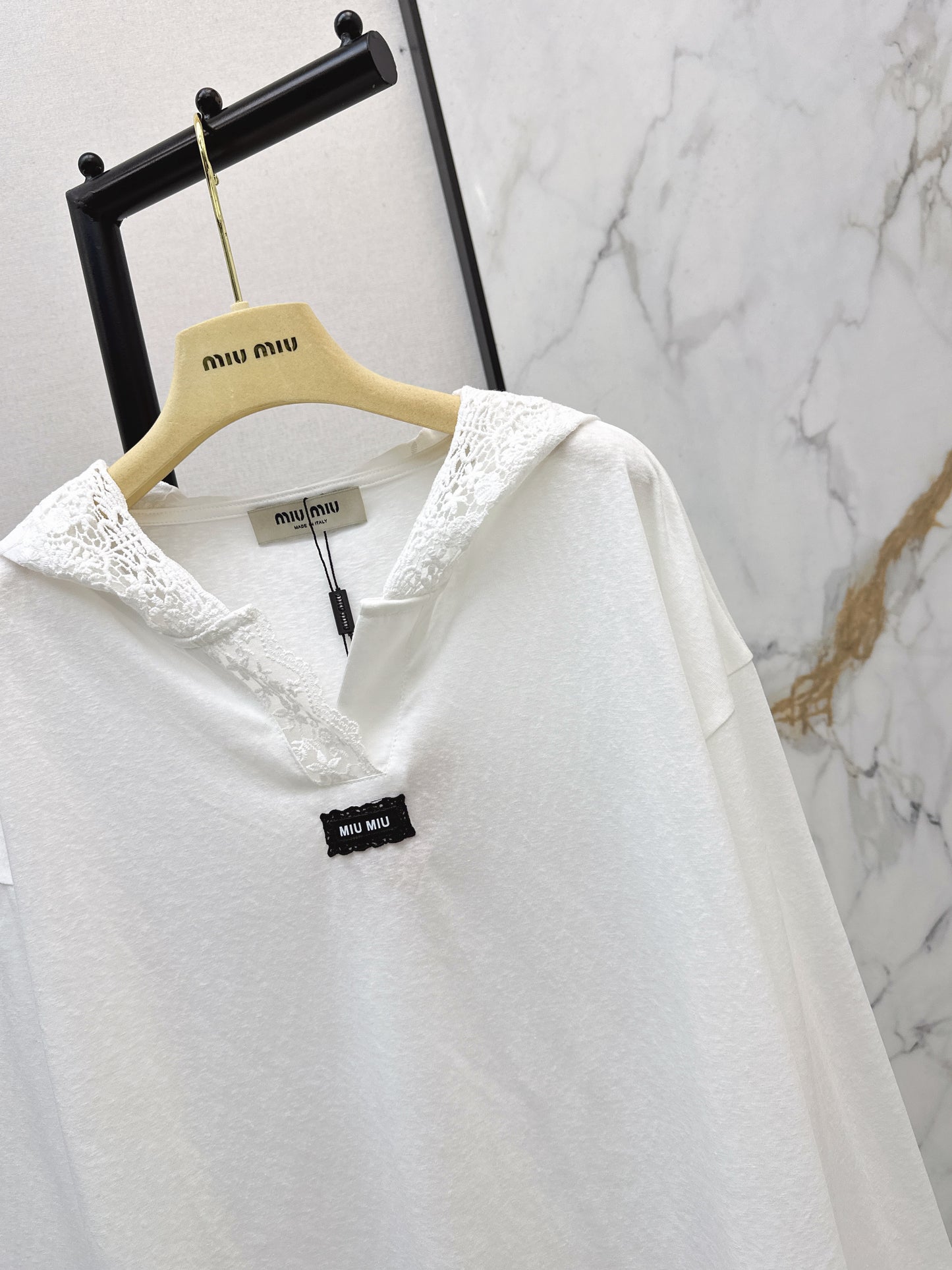 Miu NEW lace hooded shirts