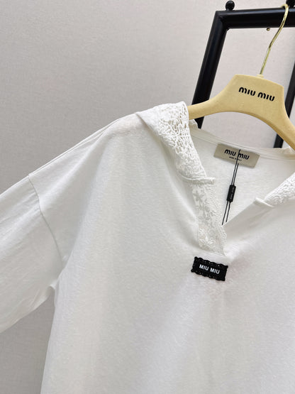 Miu NEW lace hooded shirts