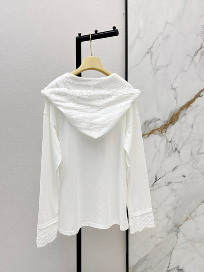 Miu NEW lace hooded shirts
