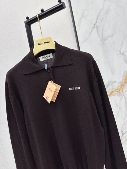 Miu NEW jacquard polo sweater