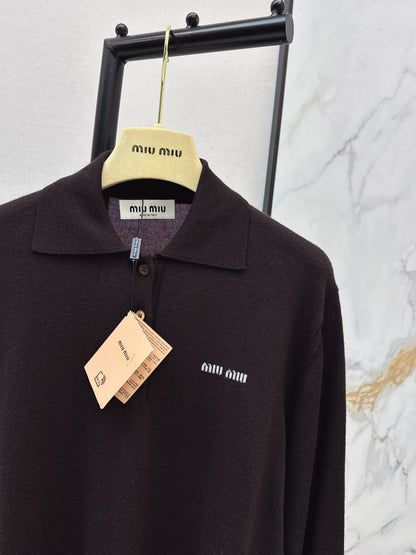 Miu NEW jacquard polo sweater