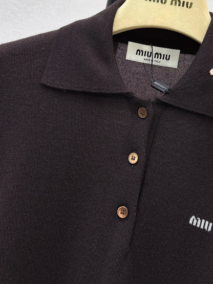 Miu NEW jacquard polo sweater