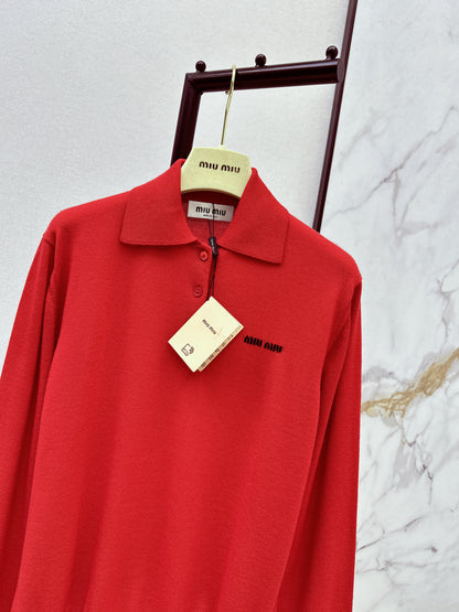 Miu NEW jacquard polo sweater