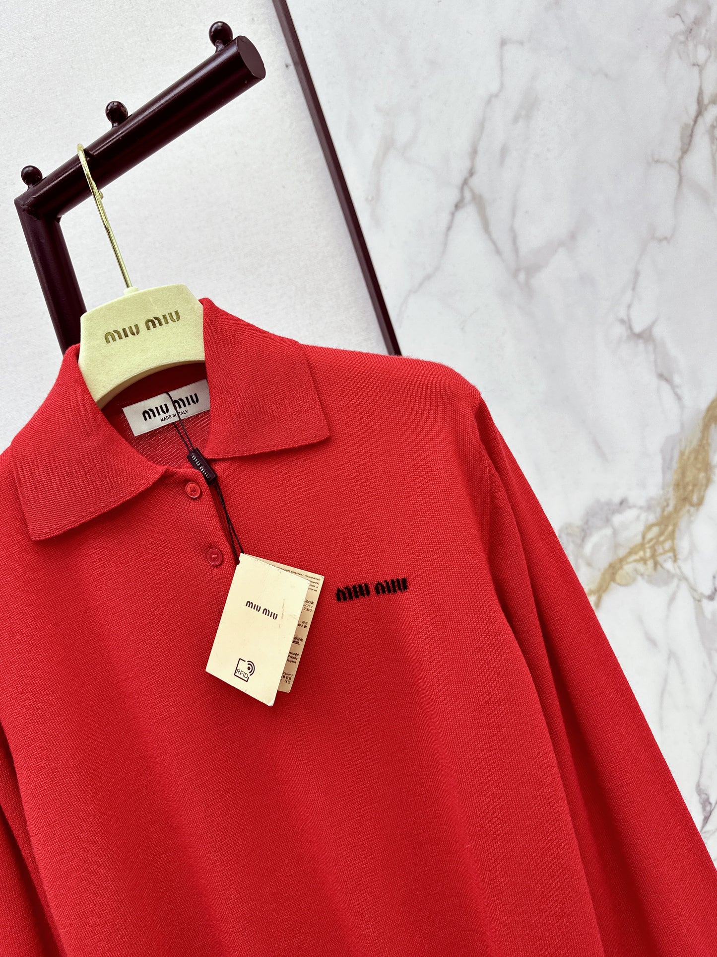 Miu NEW jacquard polo sweater