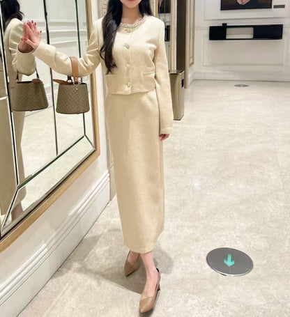 Chan NEW beading jacket skirts outfit sets