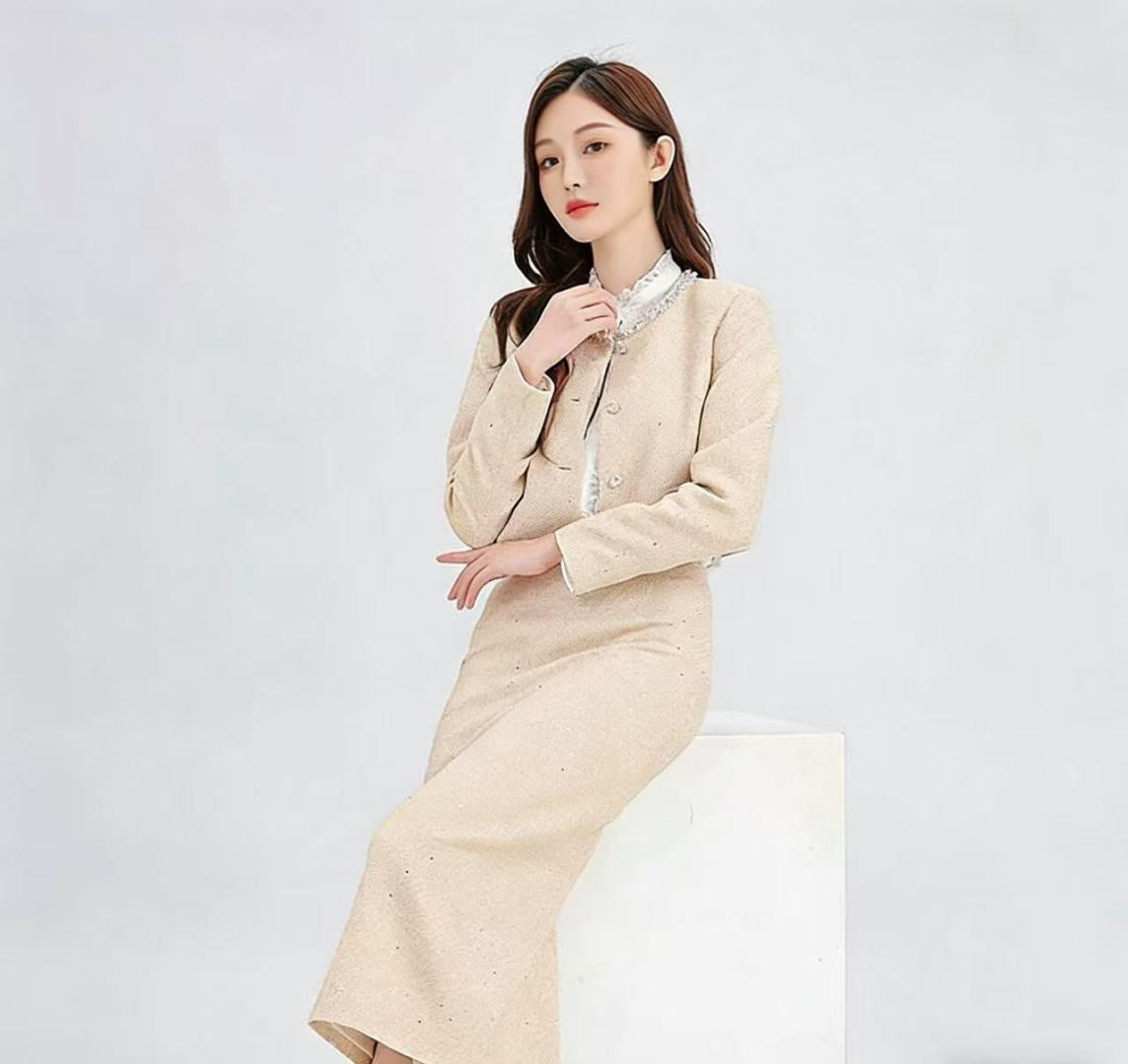 Chan NEW beading jacket skirts outfit sets