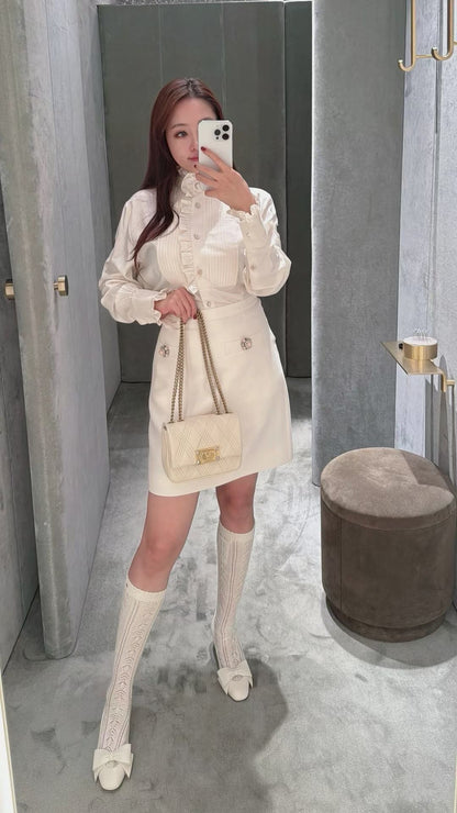 Valen NEW lace pleated ruffle shirts