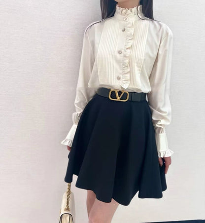 Valen NEW lace pleated ruffle shirts