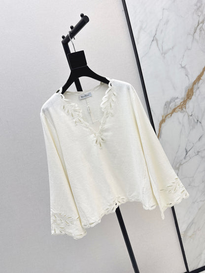 Max NEW embroidery flouncesleeve top