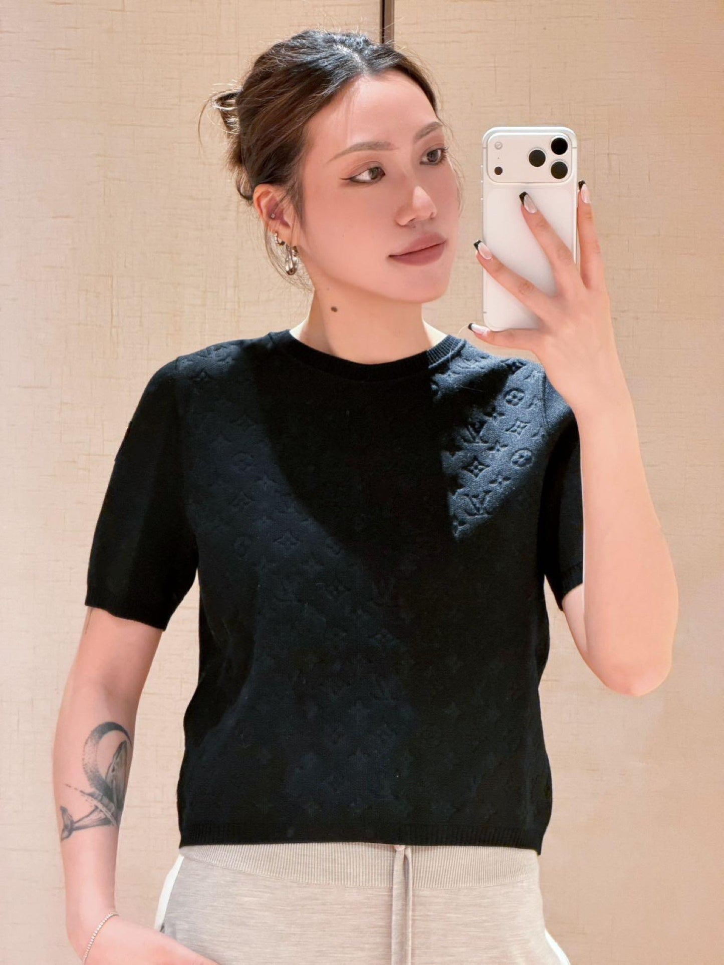 Louis NEW jacquard knitted short sleeve sweater