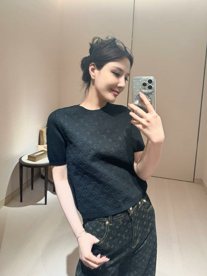 Louis NEW jacquard knitted short sleeve sweater