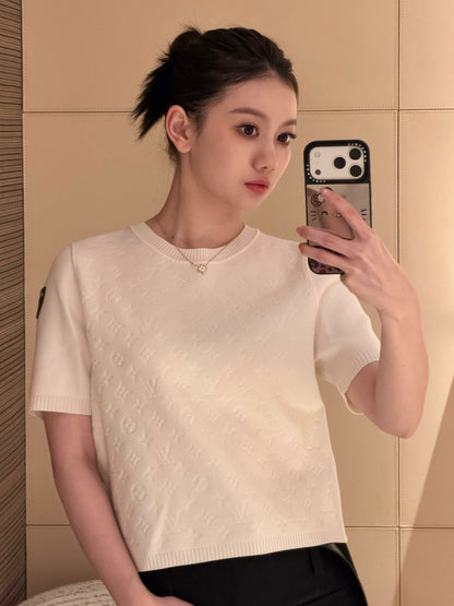 Louis NEW jacquard knitted short sleeve sweater