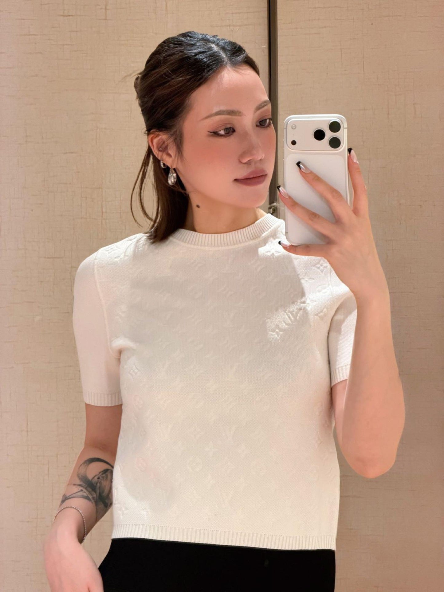 Louis NEW jacquard knitted short sleeve sweater