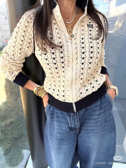 Miu NEW hollow knitted cardigan