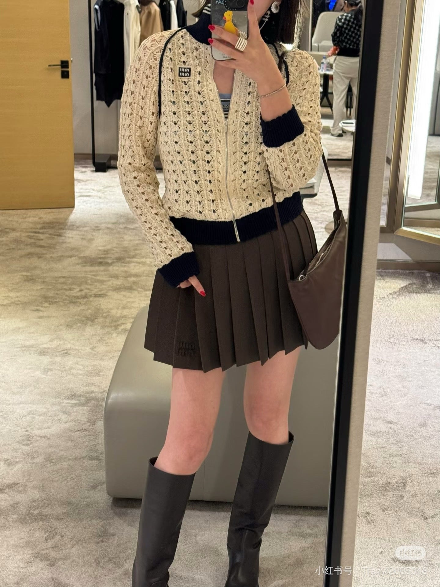 Miu NEW hollow knitted cardigan