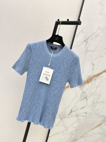 Chan NEW 3D floral knit short-sleeved top