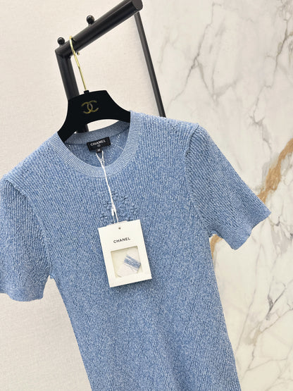 Chan NEW 3D floral knit short-sleeved top