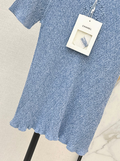 Chan NEW 3D floral knit short-sleeved top