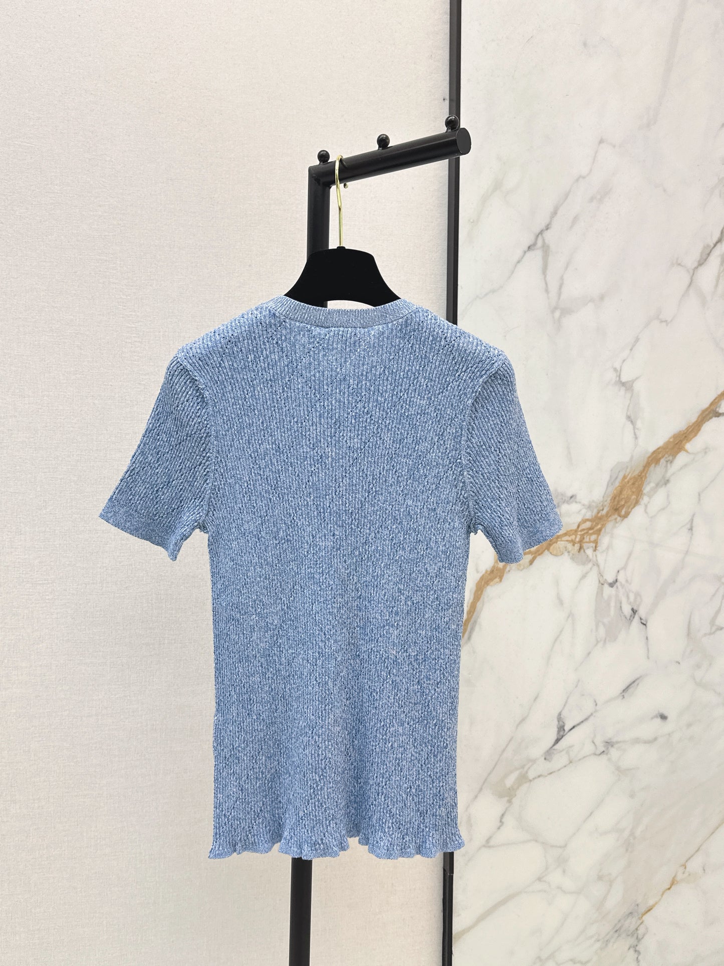 Chan NEW 3D floral knit short-sleeved top