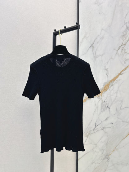 Chan NEW 3D floral knit short-sleeved top